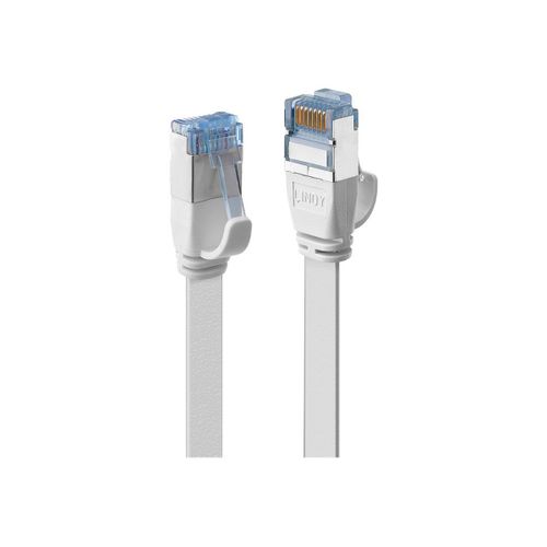 Lindy - Cordon de raccordement - RJ-45 (M) pour RJ-45 (M) - 3 m - U / FTP (Paire torsadée blindée) - CAT 6a - moulé, sans crochet, plat - blanc