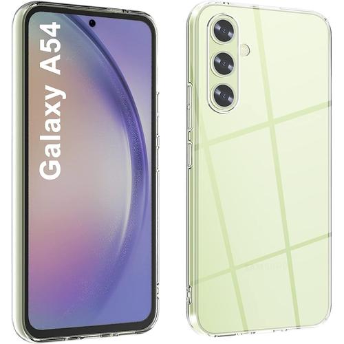 Housse Compatible Avec Samsung Galaxy A54 5g Coque 6,4'', [Anti-Jaune] [Ultra Mince] [Hd Clair] [Protection Antichute] Cover En Tpu Silicone Souple-Transparente