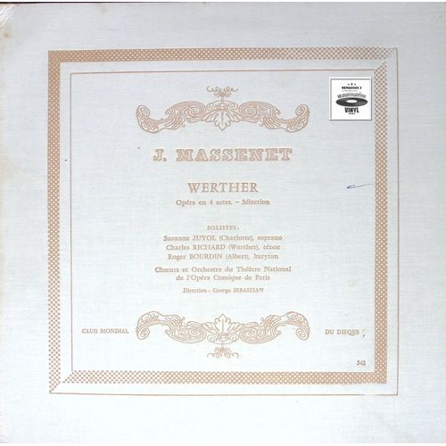 Jules Massenet - Werther - Opéra En 4 Actes - Sélection