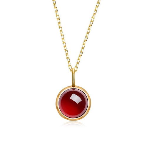 Pendentif En Grenat Naturel En Argent Sterling S925 Plaqué Or