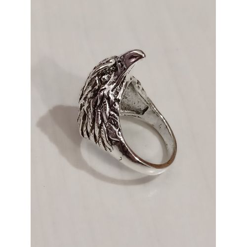 Bague Métal Argenté,Tête D'aigle ,Taille 20.38 Mm
