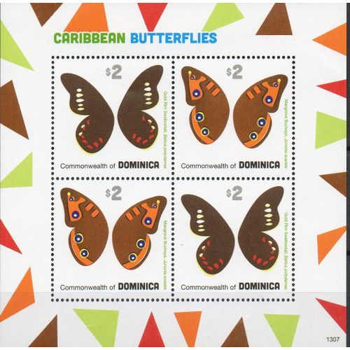 Ile De La Dominique ( Antilles ) Timbre Les Papillons 2013
