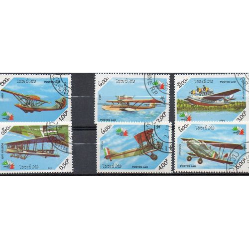 Laos Timbres Avions À Moteur