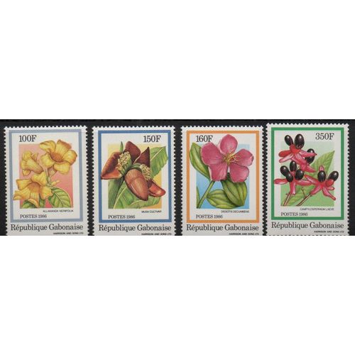 Gabon Timbres Les Fleurs 1986