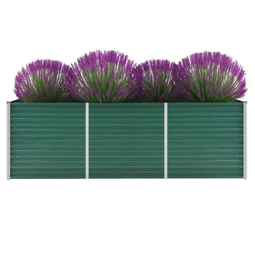 Vidaxl Lit Surélevé De Jardin Acier Galvanisé 240x80x77 Cm Vert