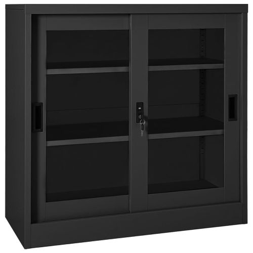 Vidaxl Armoire À Portes Coulissantes Anthracite 90x40x90 Cm Acier