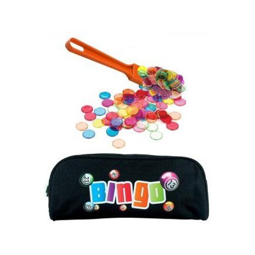 Kit Loto Complet 3 En 1 : 100 Pions Magnetiques + Baton Ramasse Jetons Orange + Trousse Rangement Noir - Set Accessoires Jeu Bingo Et 1 Carte