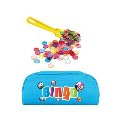 Kit Loto Complet 3 En 1 : 100 Pions Magnetiques + Baton Ramasse Jetons + Trousse Rangement Bleu - Set Accessoires Jeu Bingo Et Carte Tigre