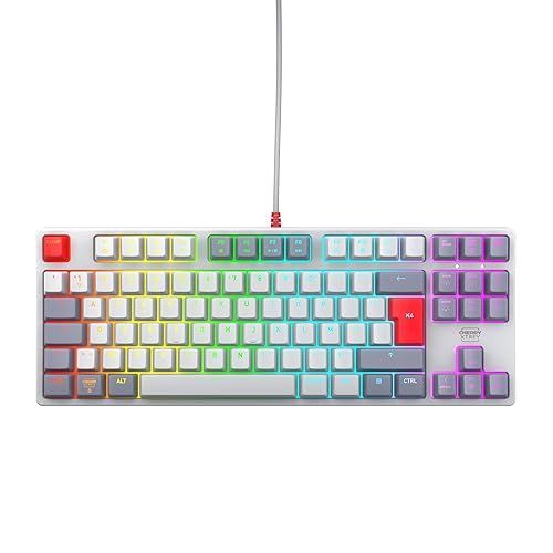 CHERRY XTRFY K4V2 - Retro Edition - clavier - RGB - 80% - TKL - backlit - USB - AZERTY - Français - commutateur : CHERRY MX2A Red - gris