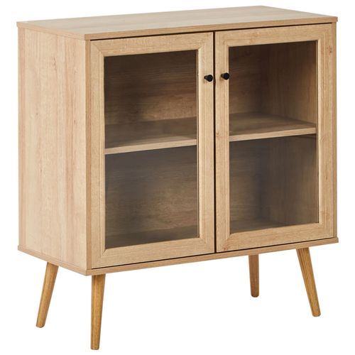 Commode À 2 Portes Avec Vitrine En Bois Clair Albany