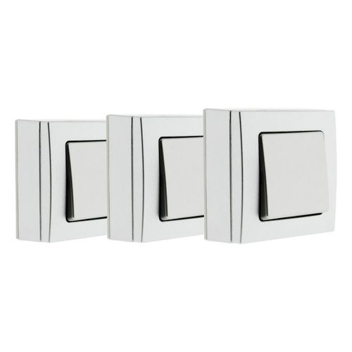 Lot de 3 interrupteurs en saillie Bel Vue - argent - Zenitech