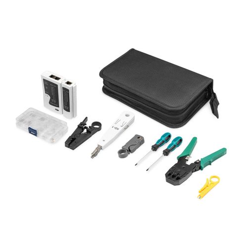 Kit d'outils réseau LAN - DIGITUS - Testeur de réseau - Pince à sertir - Outil de coupe - Outil de dénudage