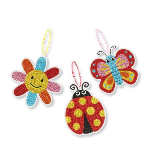 Kit Porte Clés Diamond Painting Insectes 8 À 8,6 Cm 3 Pièces