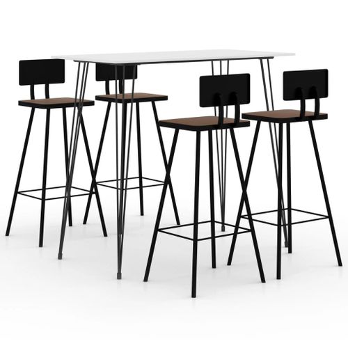 Vidaxl Ensemble De Bar 5 Pcs Blanc