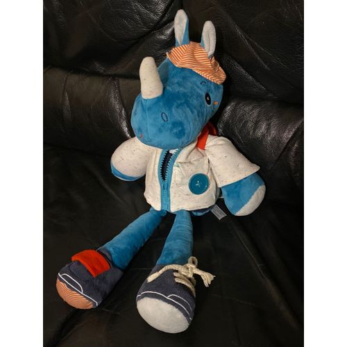 Doudou Peluche Marius Lilliputiens Bleu Et Blanc Bonnet Rouge Et Blanc Rayé 50cm