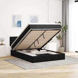Vidaxl Cadre De Lit Ottoman Avec Matelas Noir 140x190 Cm Velours