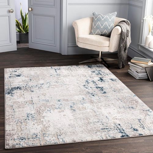 Trento Tapis Moderne Abstrait - Tapis Salon, Salle À Manger, Chambre Adulte Et Ado, Cuisine - Tapis Design Marbre Moucheté Multicolore, Tapis Poil Ras Doux 160x213cm - Gris, Blanc, Bleu[X303]