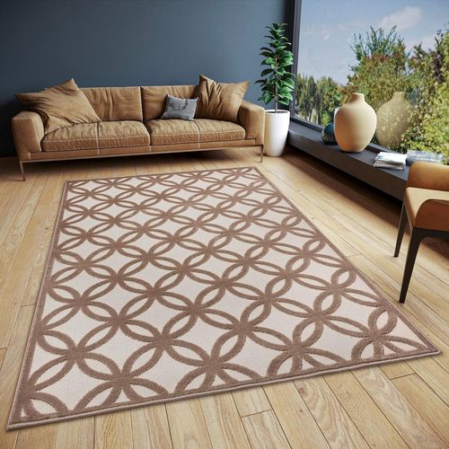 Circle Design Tapis De Salon, Tissé Plat, Moderne, Motif Géométrique, Losanges, Style Scandinave, Pour Salle À Manger, Chambre D'enfant, Couloir, Crème, Marron, 67 X 120 Cm[X1064]