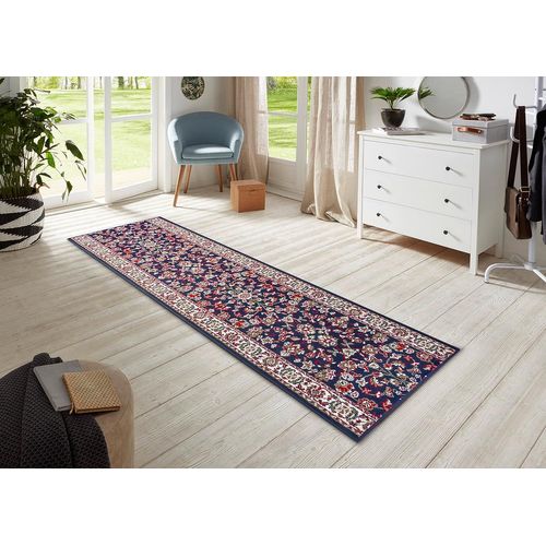 Tapis Vintage 80 X 450 Cm - Tapis Doux À Poils Courts - Design Rétro Vintage - Pour Couloir, Chambre À Coucher, Chambre D'enfant, Salle De Bains, Salon, Cuisine - Bleu Marine[X1401]