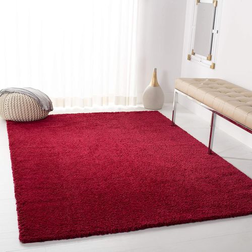 Tapis Shaggy Pour Salon, Salle À Manger, Chambre À Coucher - Collection August Shag - Poils Courts - Rouge - 160 X 229 Cm[X896]