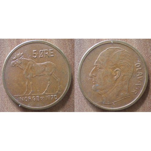 Norvege 5 Ore 1970 Animal Elan Piece Norway