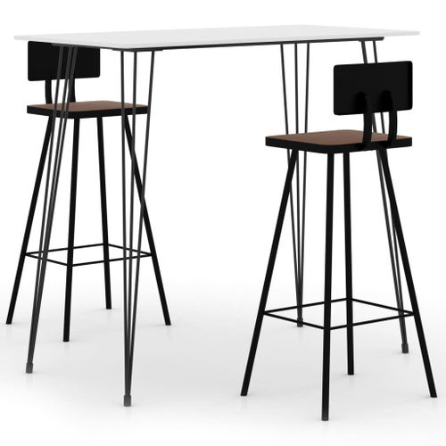 Vidaxl Ensemble De Bar 3 Pcs Blanc