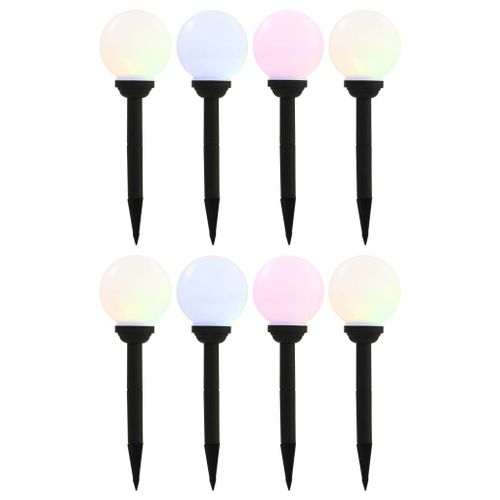 Vidaxl Lampes Solaires Sphériques Led De Jardin 8 Pcs 15 Cm Rvb