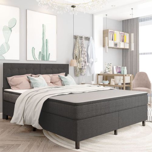 Vidaxl Sommier Tapissier Gris Foncé Tissu 160x200 Cm