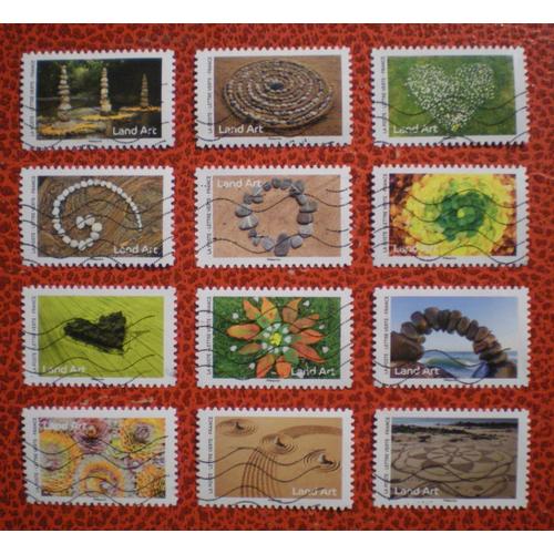 Land Art - Série Complète De 12 Timbres Oblitérés - France - Année 2024