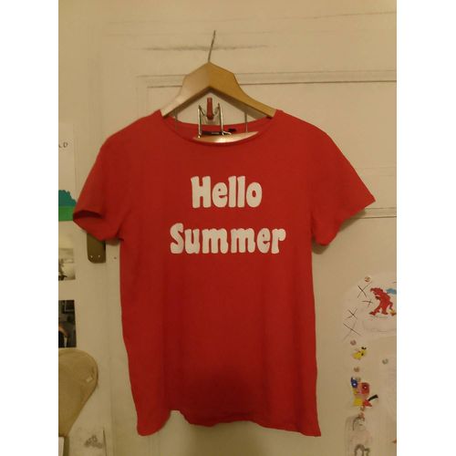 Tee-Shirt Rouge Imprimé Blanc 38 M Kiabi.