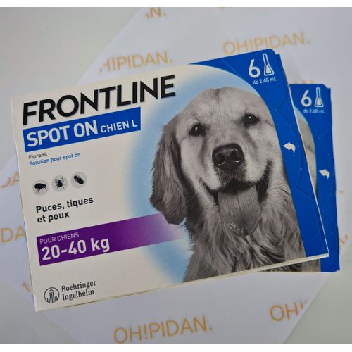 Frontline Spot-On Chien 20-40kg | Anti-Puces & Anti-Tiques | 2*6 Pipettes