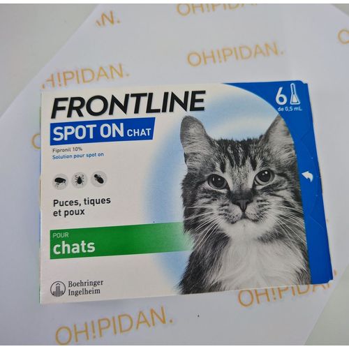 Frontline Spot On Chat - Anti Puces, Tiques & Poux Broyeurs - 6 Pipettes Application Spot On