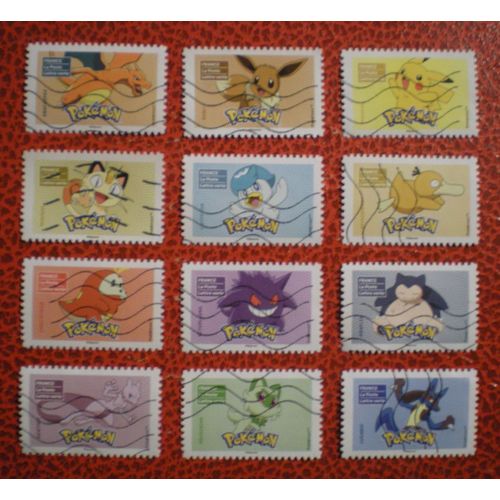 Pokémon - Série Complète De 12 Timbres Oblitérés - France - Année 2024