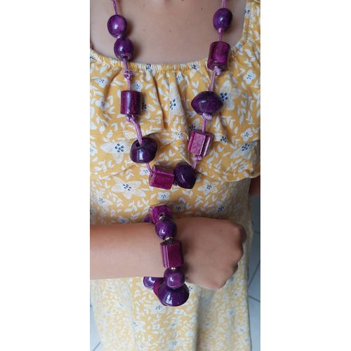 Collier Et Bracelet Violet