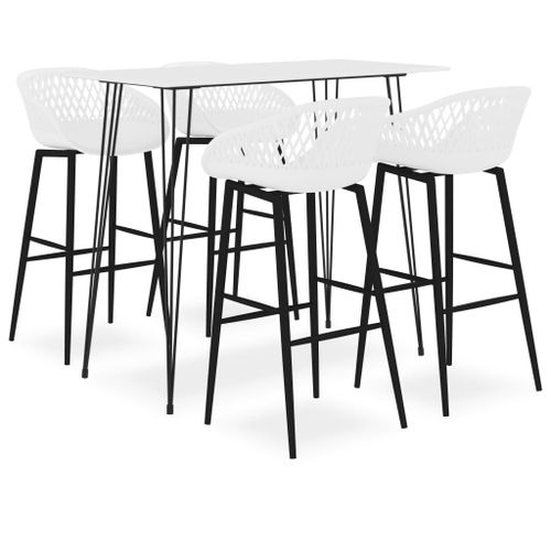 Vidaxl Ensemble De Bar 5 Pcs Blanc
