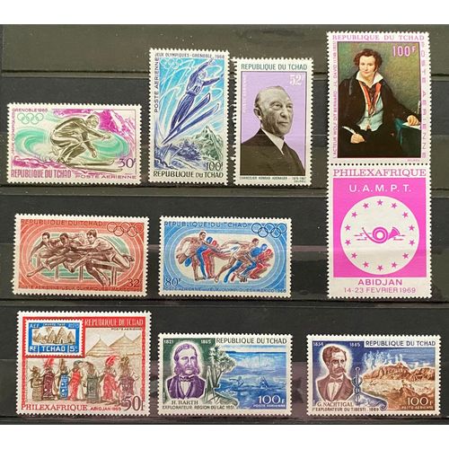 Lot De 9 Timbres Neufs** Tchad 1968 / 69 Y&t N° Pa 44,45,46,49,50,51,52,53,54