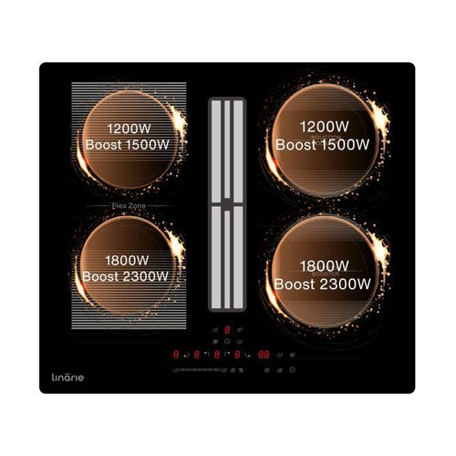 Table induction aspirante Linarie Tulle LIN60DAI1F2Z 4 foyers dont 1 flex zone - encastrable 60 cm