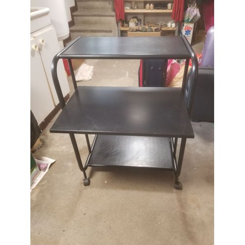Table Ordinateur Noire, En Métal, Avec Roulettes