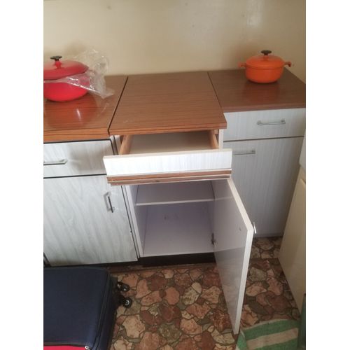 Meuble Bas Cuisine Formica Blanc/Marron Prof = 60