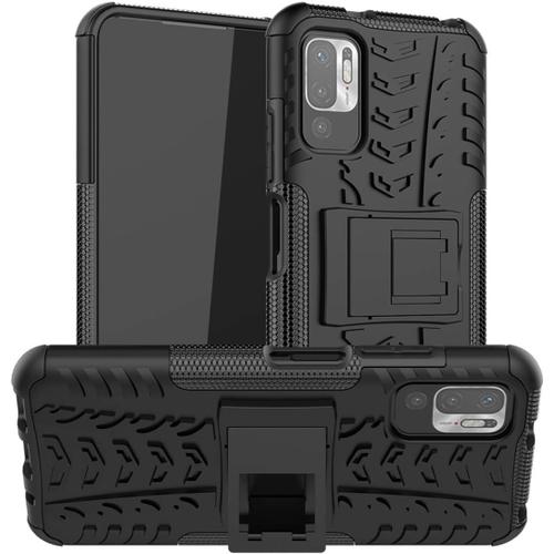 Coque Compatible Avec Xiaomi Redmi Note 10 4g, Ultra-Mince Rugged Heavy Duty Antichoc Anti-Rayure Housse Avec Béquille Protection Etui Pour Xiaomi Redmi Note 10 4g/Note 10s Jx Black.