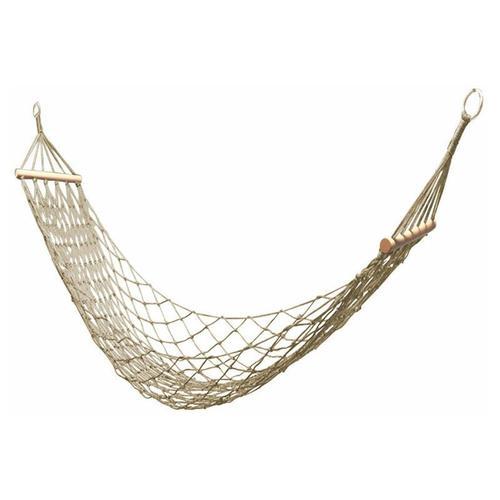 Hamac En Corde De Coton Filet Suspendu Hamac Intérieur Ou Extérieur Hamac Simple Avec Bâton En Bois Terrasse Plage Camping - Blanc