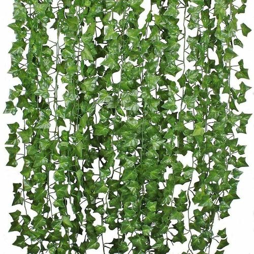 12 feuilles de lierre artificielles 2,2 mètres plante vigne suspendue faux bougainvillier mariage mur vert