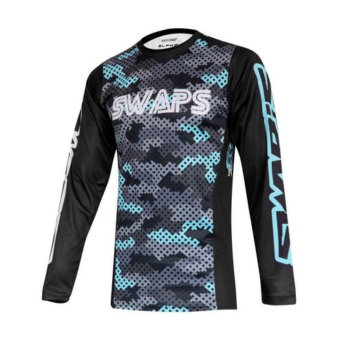 T-Shirt Maillot Swaps Camo Kid Bleu Pour Moto Cross Enduro Taille Xl Enfant Neuf