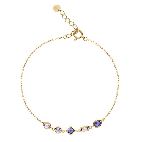 Bracelet En Argent S925 De Style Vintage Avec Placage En Or 14 Carats Et Accents De Pierres Précieuses