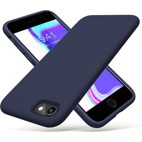 Coque Iphone Se 2020 Silicone, Iphone 8 Étui Housse Rigide Liquid Silicon Protection Antichoc Anti-Rayures Coque Pour Apple Iphone Se 2020/Iphone 8/ Iphone 7 4,7 Pouces, Bleu