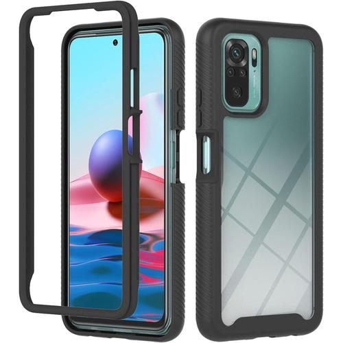 Hybride Back Étui 360°Pour Xiaomi Redmi Note 10 4g Coque Full Body Protection Ultra Hybrid Etui Housse Hard Pc + Pe Décran Protecteur Silicone Cell Phone Case Anti-Choc Pour Redmi Note 10 4g,Noir