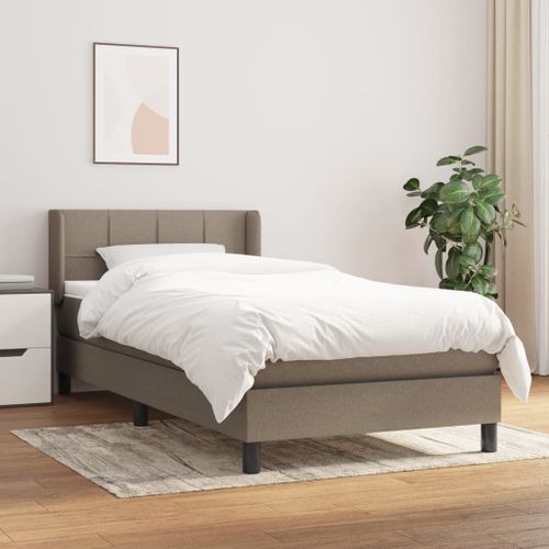 Vidaxl Lit À Sommier Tapissier Avec Matelas Taupe 100x200 Cm Tissu