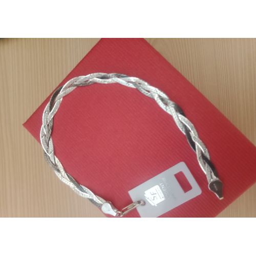 Bracelet Argent Et Rhodie Noir Taille 18 Cm