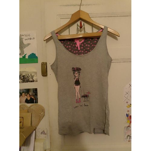 Débardeur Gris Motif Noir/Rose 38 M Fashion Prívate Company .