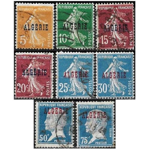 Algérie, Département Français 1924 / 25, Beaux Timbres Yvert 7 8 12 13 14 17, Semeuse Et 23 26 Louis Pasteur, Neuf* - Sans Gomme Et Oblitérés, Tbe.